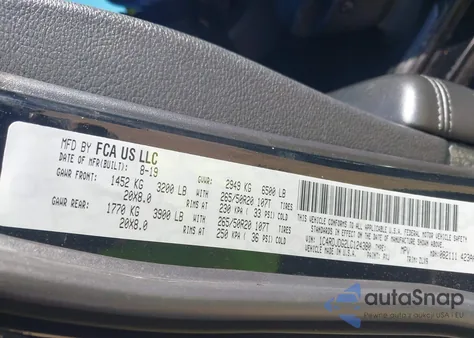 2020 Dodge Durango Gt Plus Awd from USA, damaged, VIN 1C4RDJDG2LC124380